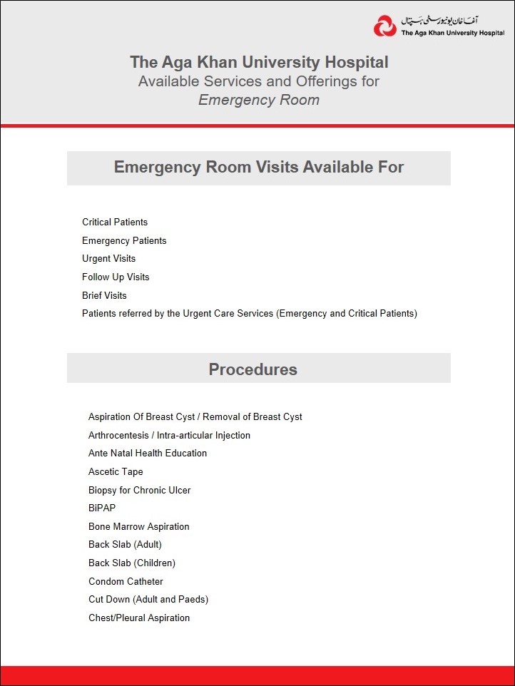 Services and Offerings at ER
